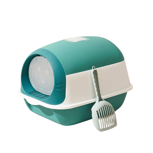 Cat Litter Box Closed Toilet Box with Groove Blue Granite