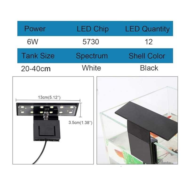 Roxin Aquarium Clip Light 6W-White Light-X3