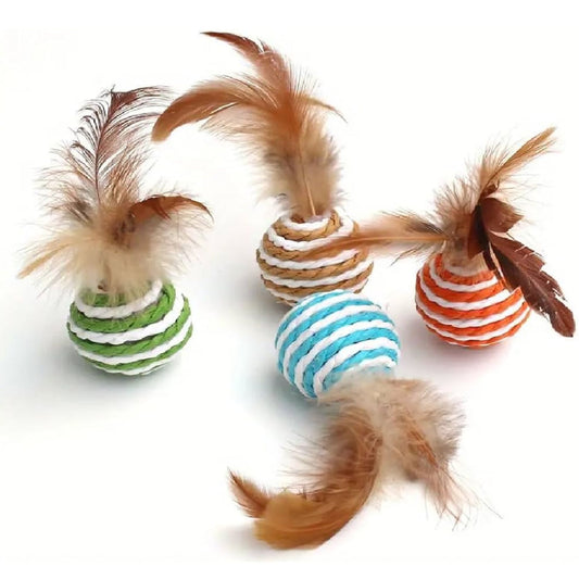Jute Ball With Feather