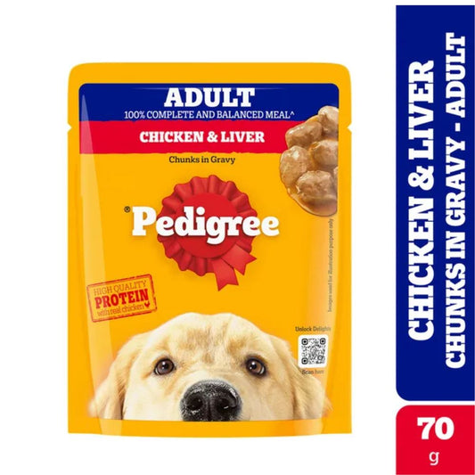 Pedigree Adult Chicken & Liver Chunks In Gravy Wet Dog Food 70 g